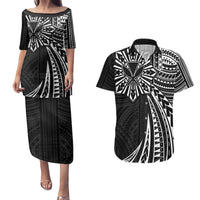 Hawaii And Philippines Couples Matching Puletasi and Hawaiian Shirt Kanaka Maoli With Tribal Sun Together Black LT05 Black - Polynesian Pride