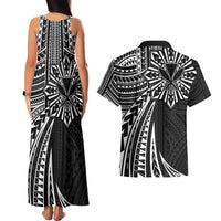 Hawaii And Philippines Couples Matching Tank Maxi Dress and Hawaiian Shirt Kanaka Maoli With Tribal Sun Together Black LT05 - Polynesian Pride