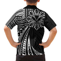 Hawaii And Philippines Family Matching Long Sleeve Bodycon Dress and Hawaiian Shirt Kanaka Maoli With Tribal Sun Together Black LT05 - Polynesian Pride