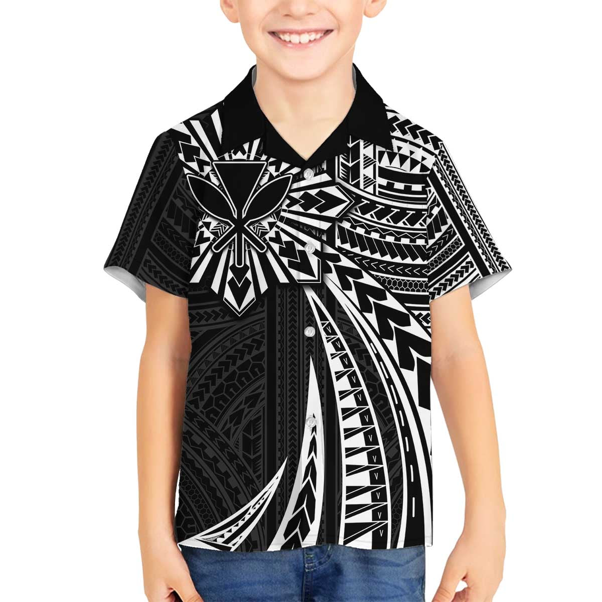 Hawaii And Philippines Family Matching Off The Shoulder Long Sleeve Dress and Hawaiian Shirt Kanaka Maoli With Tribal Sun Together Black LT05 Son's Shirt Black - Polynesian Pride