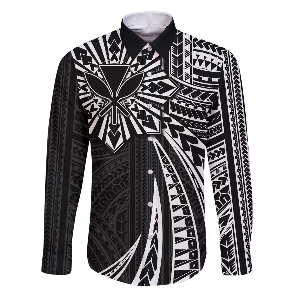 Hawaii And Philippines Family Matching Off Shoulder Maxi Dress and Hawaiian Shirt Kanaka Maoli With Tribal Sun Together Black LT05 Dad's Shirt - Long Sleeve Black - Polynesian Pride