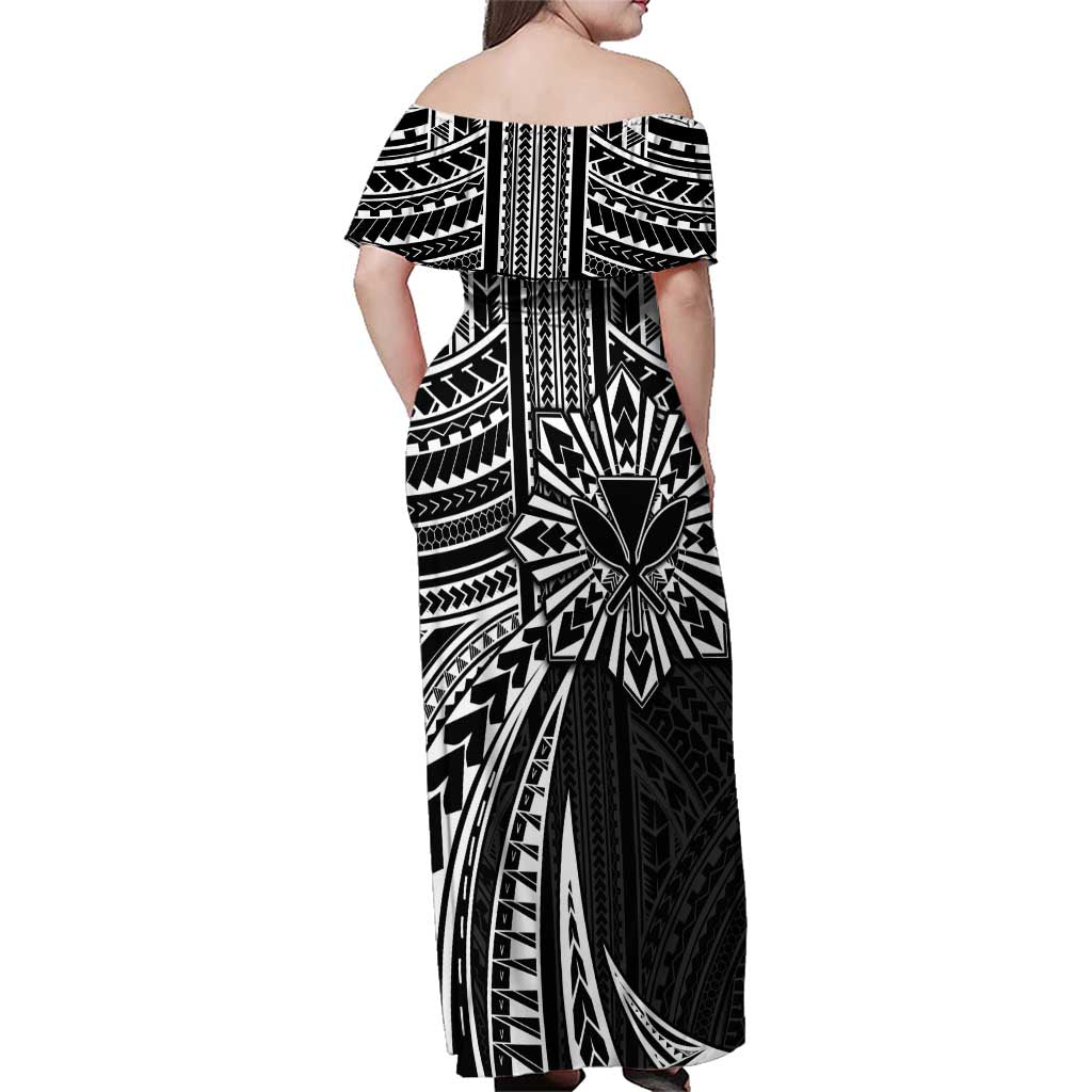 Hawaii And Philippines Family Matching Off Shoulder Maxi Dress and Hawaiian Shirt Kanaka Maoli With Tribal Sun Together Black LT05 - Polynesian Pride