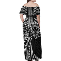 Hawaii And Philippines Family Matching Off Shoulder Maxi Dress and Hawaiian Shirt Kanaka Maoli With Tribal Sun Together Black LT05 - Polynesian Pride