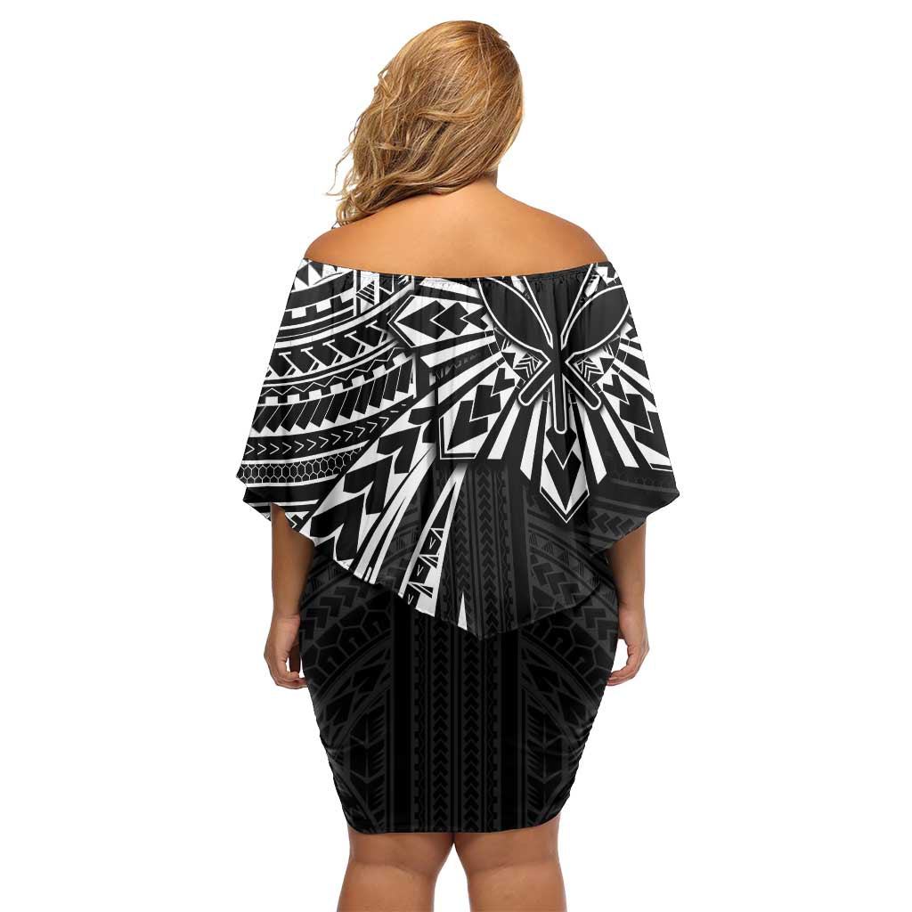 Hawaii And Philippines Family Matching Off Shoulder Short Dress and Hawaiian Shirt Kanaka Maoli With Tribal Sun Together Black LT05 - Polynesian Pride