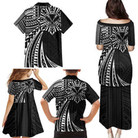 Hawaii And Philippines Family Matching Puletasi and Hawaiian Shirt Kanaka Maoli With Tribal Sun Together Black LT05 - Polynesian Pride