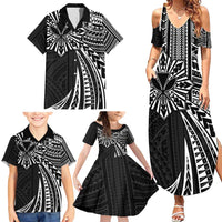 Hawaii And Philippines Family Matching Summer Maxi Dress and Hawaiian Shirt Kanaka Maoli With Tribal Sun Together Black LT05 - Polynesian Pride