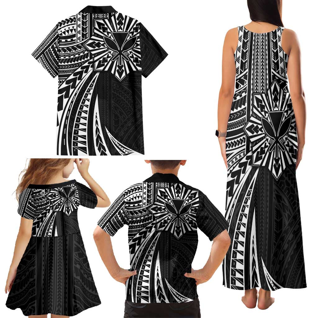 Hawaii And Philippines Family Matching Tank Maxi Dress and Hawaiian Shirt Kanaka Maoli With Tribal Sun Together Black LT05 - Polynesian Pride