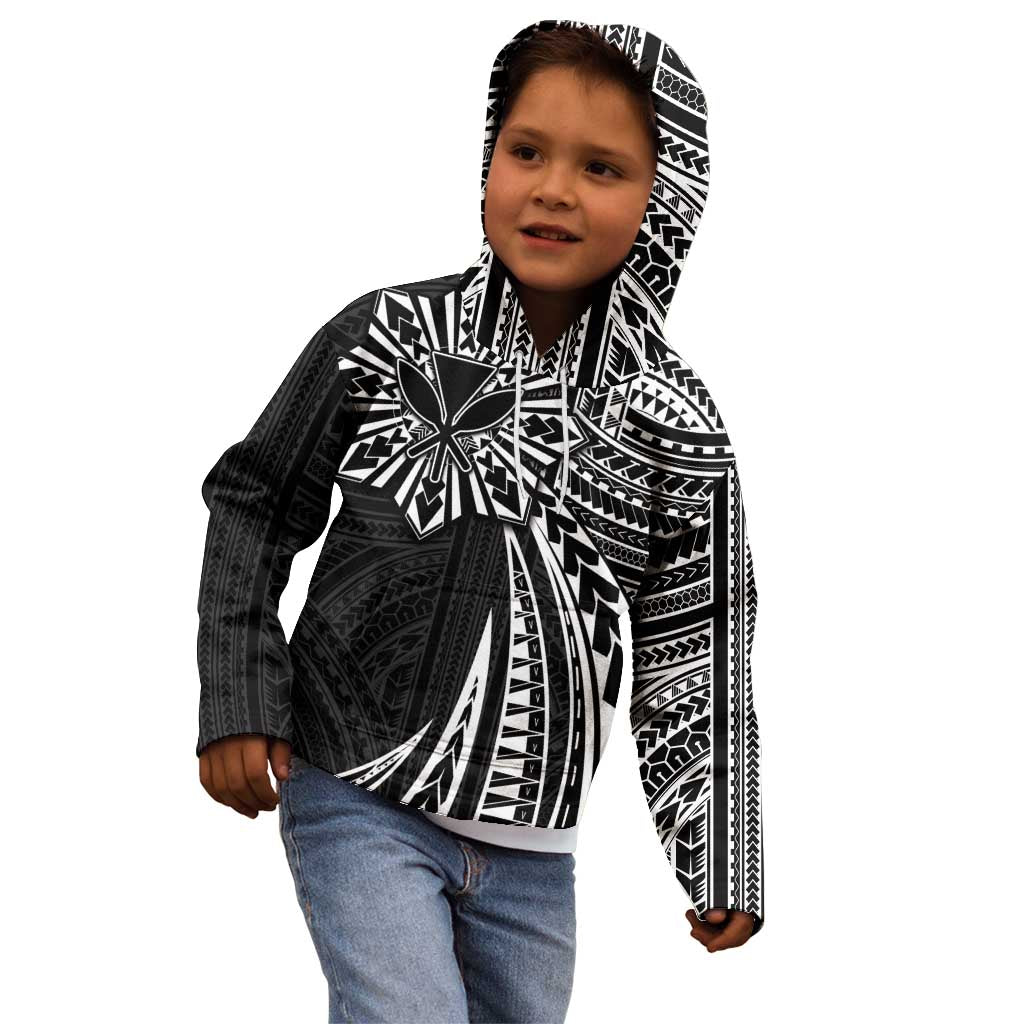 Hawaii And Philippines Kid Hoodie Kanaka Maoli With Tribal Sun Together Black