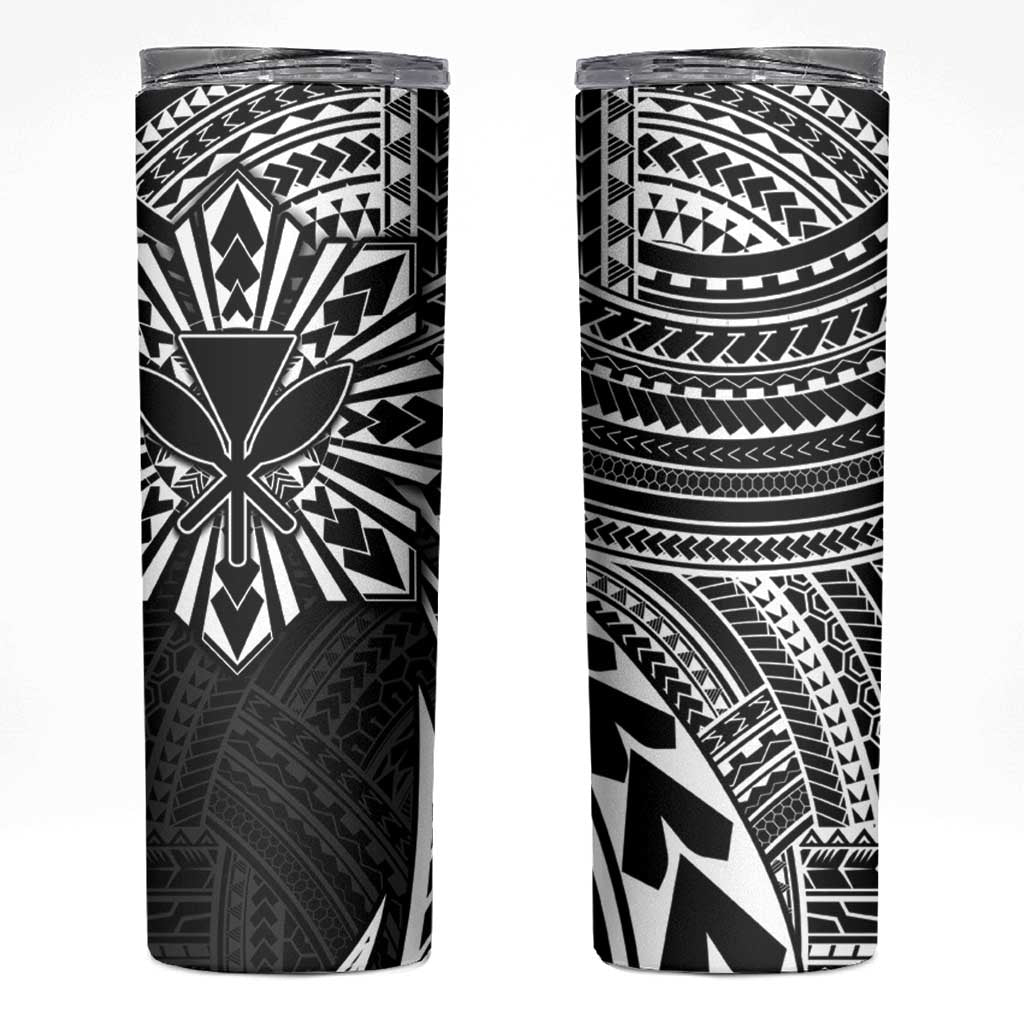Hawaii And Philippines Skinny Tumbler Kanaka Maoli With Tribal Sun Together Black LT05 Black - Polynesian Pride