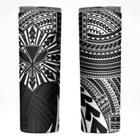 Hawaii And Philippines Skinny Tumbler Kanaka Maoli With Tribal Sun Together Black LT05 Black - Polynesian Pride