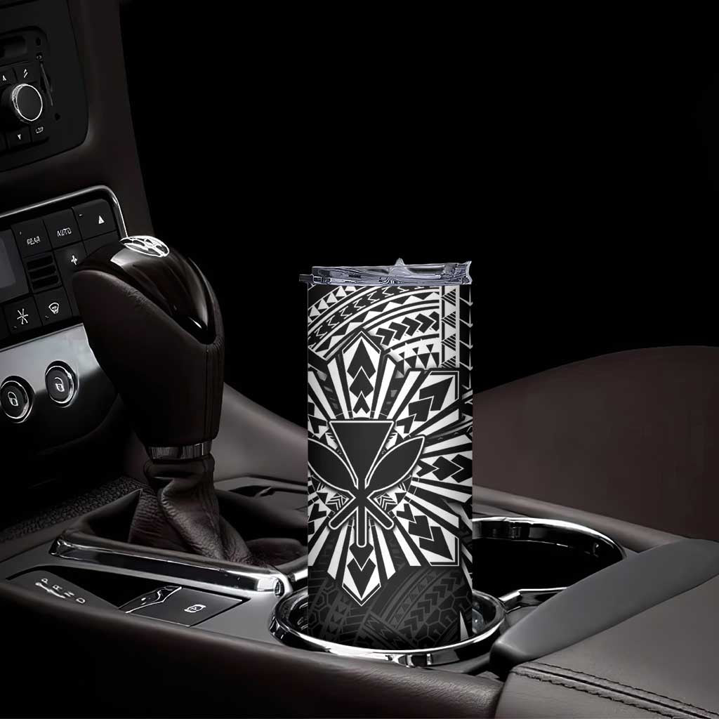 Hawaii And Philippines Skinny Tumbler Kanaka Maoli With Tribal Sun Together Black LT05 - Polynesian Pride