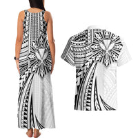 Hawaii And Philippines Couples Matching Tank Maxi Dress and Hawaiian Shirt Kanaka Maoli With Tribal Sun Together White LT05 - Polynesian Pride