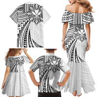 Hawaii And Philippines Family Matching Mermaid Dress and Hawaiian Shirt Kanaka Maoli With Tribal Sun Together White LT05 - Polynesian Pride
