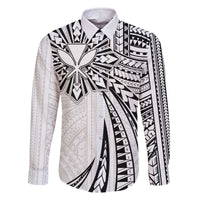 Hawaii And Philippines Family Matching Off The Shoulder Long Sleeve Dress and Hawaiian Shirt Kanaka Maoli With Tribal Sun Together White LT05 Dad's Shirt - Long Sleeve White - Polynesian Pride