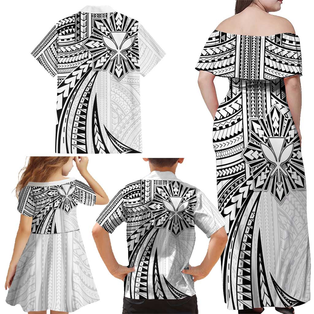 Hawaii And Philippines Family Matching Off Shoulder Maxi Dress and Hawaiian Shirt Kanaka Maoli With Tribal Sun Together White LT05 - Polynesian Pride