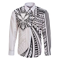 Hawaii And Philippines Family Matching Off Shoulder Maxi Dress and Hawaiian Shirt Kanaka Maoli With Tribal Sun Together White LT05 Dad's Shirt - Long Sleeve White - Polynesian Pride