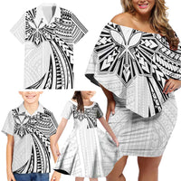 Hawaii And Philippines Family Matching Off Shoulder Short Dress and Hawaiian Shirt Kanaka Maoli With Tribal Sun Together White LT05 - Polynesian Pride