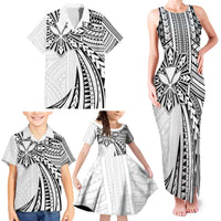 Hawaii And Philippines Family Matching Tank Maxi Dress and Hawaiian Shirt Kanaka Maoli With Tribal Sun Together White LT05 - Polynesian Pride