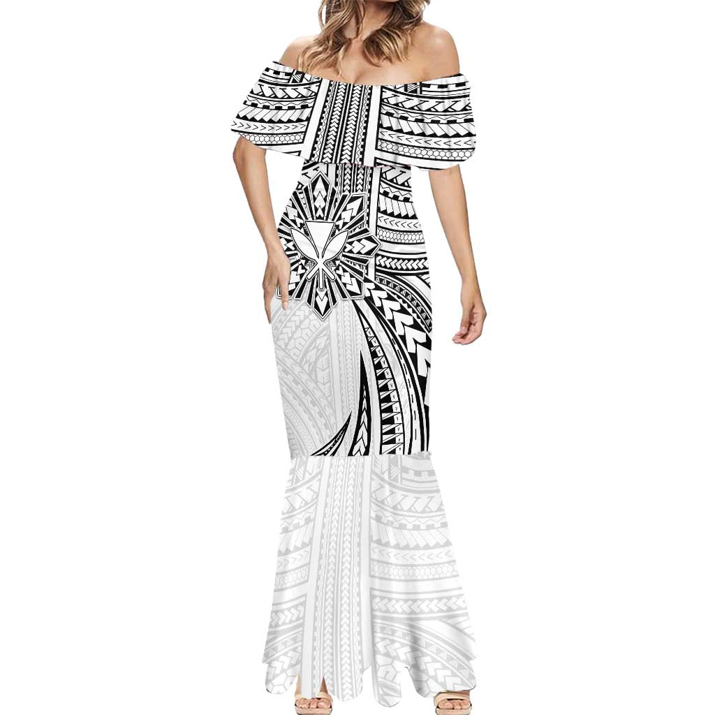 Hawaii And Philippines Mermaid Dress Kanaka Maoli With Tribal Sun Together White