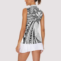 Hawaii And Philippines Women Sleeveless Polo Shirt Kanaka Maoli With Tribal Sun Together White LT05 - Polynesian Pride