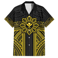 Hawaii And Philippines Together Family Matching Short Sleeve Bodycon Dress and Hawaiian Shirt Polynesian Pattern With Filipino Barong Gold LT05 Dad's Shirt - Short Sleeve Gold - Polynesian Pride