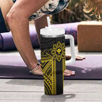 Hawaii And Philippines Together Tumbler With Handle Polynesian Pattern With Filipino Barong Gold LT05 - Polynesian Pride