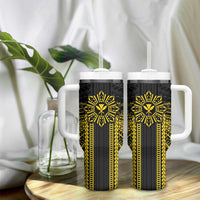 Hawaii And Philippines Together Tumbler With Handle Polynesian Pattern With Filipino Barong Gold LT05 - Polynesian Pride