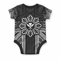 Hawaii And Philippines Together Baby Onesie Polynesian Pattern With Filipino Barong Black LT05 - Polynesian Pride