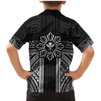 Hawaii And Philippines Together Family Matching Mermaid Dress and Hawaiian Shirt Polynesian Pattern With Filipino Barong Black LT05 - Polynesian Pride