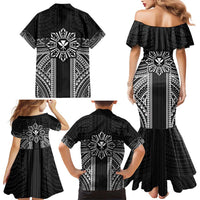 Hawaii And Philippines Together Family Matching Mermaid Dress and Hawaiian Shirt Polynesian Pattern With Filipino Barong Black LT05 - Polynesian Pride