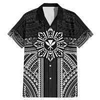 Hawaii And Philippines Together Family Matching Mermaid Dress and Hawaiian Shirt Polynesian Pattern With Filipino Barong Black LT05 Dad's Shirt - Short Sleeve Black - Polynesian Pride