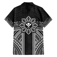 Hawaii And Philippines Together Family Matching Off Shoulder Maxi Dress and Hawaiian Shirt Polynesian Pattern With Filipino Barong Black LT05 - Polynesian Pride