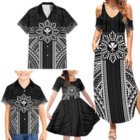 Hawaii And Philippines Together Family Matching Summer Maxi Dress and Hawaiian Shirt Polynesian Pattern With Filipino Barong Black LT05 - Polynesian Pride