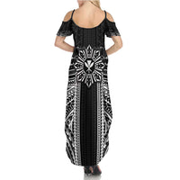 Hawaii And Philippines Together Family Matching Summer Maxi Dress and Hawaiian Shirt Polynesian Pattern With Filipino Barong Black LT05 - Polynesian Pride