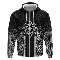 Hawaii And Philippines Together Zip Hoodie Polynesian Pattern With Filipino Barong Black LT05 Zip Hoodie Black - Polynesian Pride