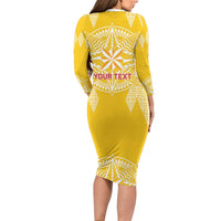 Personalised Anastasis College Family Matching Long Sleeve Bodycon Dress and Hawaiian Shirt Tonga Ngatu Pattern - Polynesian Pride