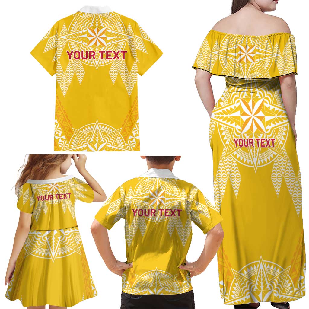 Personalised Anastasis College Family Matching Off Shoulder Maxi Dress and Hawaiian Shirt Tonga Ngatu Pattern LT05 - Polynesian Pride