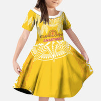 Personalised Anastasis College Family Matching Off Shoulder Short Dress and Hawaiian Shirt Tonga Ngatu Pattern - Polynesian Pride