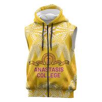 Personalised Anastasis College Sleeveless Zip Hoodie Tonga Ngatu Pattern - Polynesian Pride