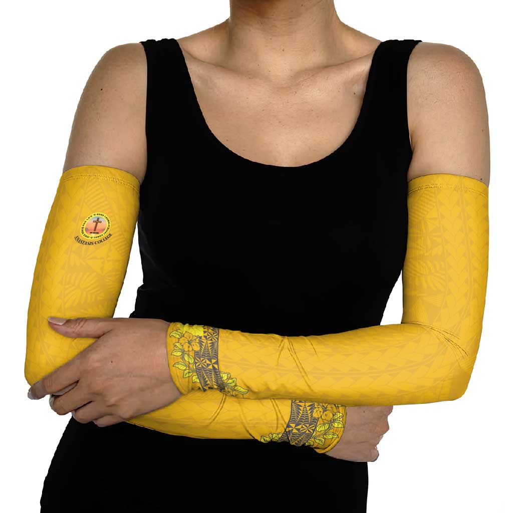 Tonga Anastasis College Arm Sleeves Tongan Ngatu Kupesi Pattern - Polynesian Pride