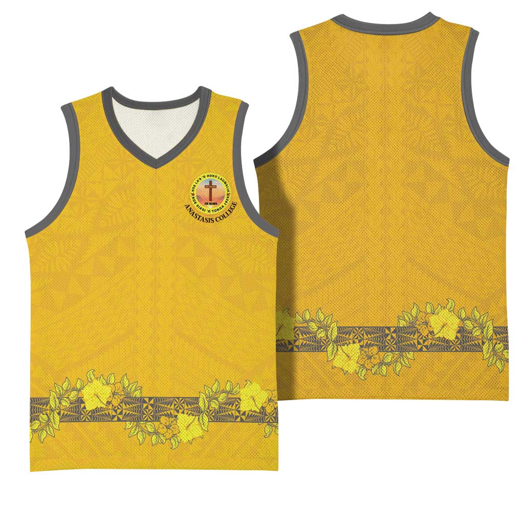 Tonga Anastasis College Basketball Jersey Tongan Ngatu Kupesi Pattern - Polynesian Pride