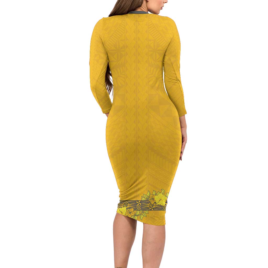 Tonga Anastasis College Family Matching Long Sleeve Bodycon Dress and Hawaiian Shirt Tongan Ngatu Kupesi Pattern LT05 - Polynesian Pride