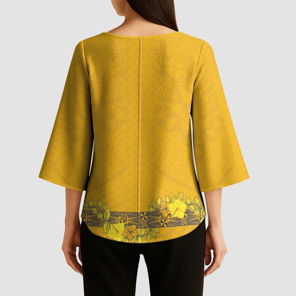 Tonga Anastasis College Kimono Sleeve Blouse Tongan Ngatu Kupesi Pattern - Polynesian Pride
