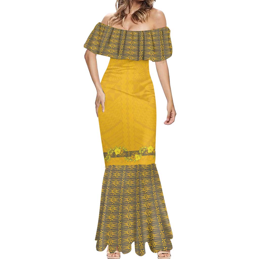 Tonga Anastasis College Mermaid Dress Tongan Ngatu Kupesi Pattern - Polynesian Pride