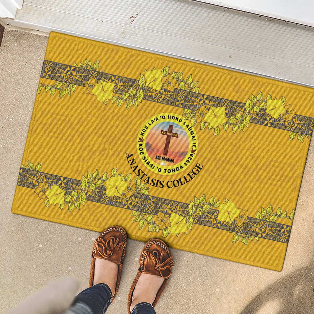 Tonga Anastasis College Rubber Doormat Tongan Ngatu Kupesi Pattern - Polynesian Pride