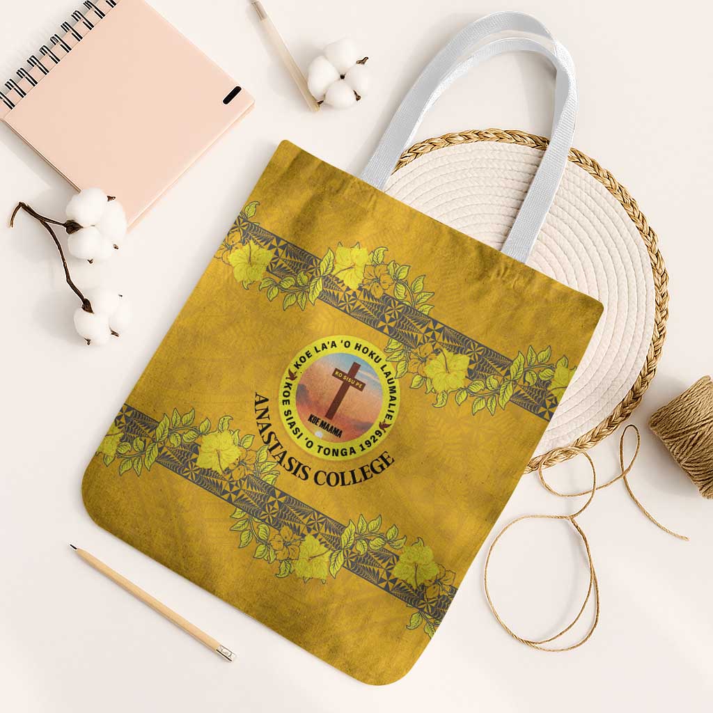 Tonga Anastasis College Tote Bag Tongan Ngatu Kupesi Pattern - Polynesian Pride