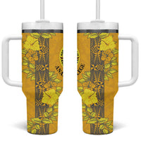 Tonga Anastasis College Tumbler With Handle Tongan Ngatu Kupesi Pattern - Polynesian Pride