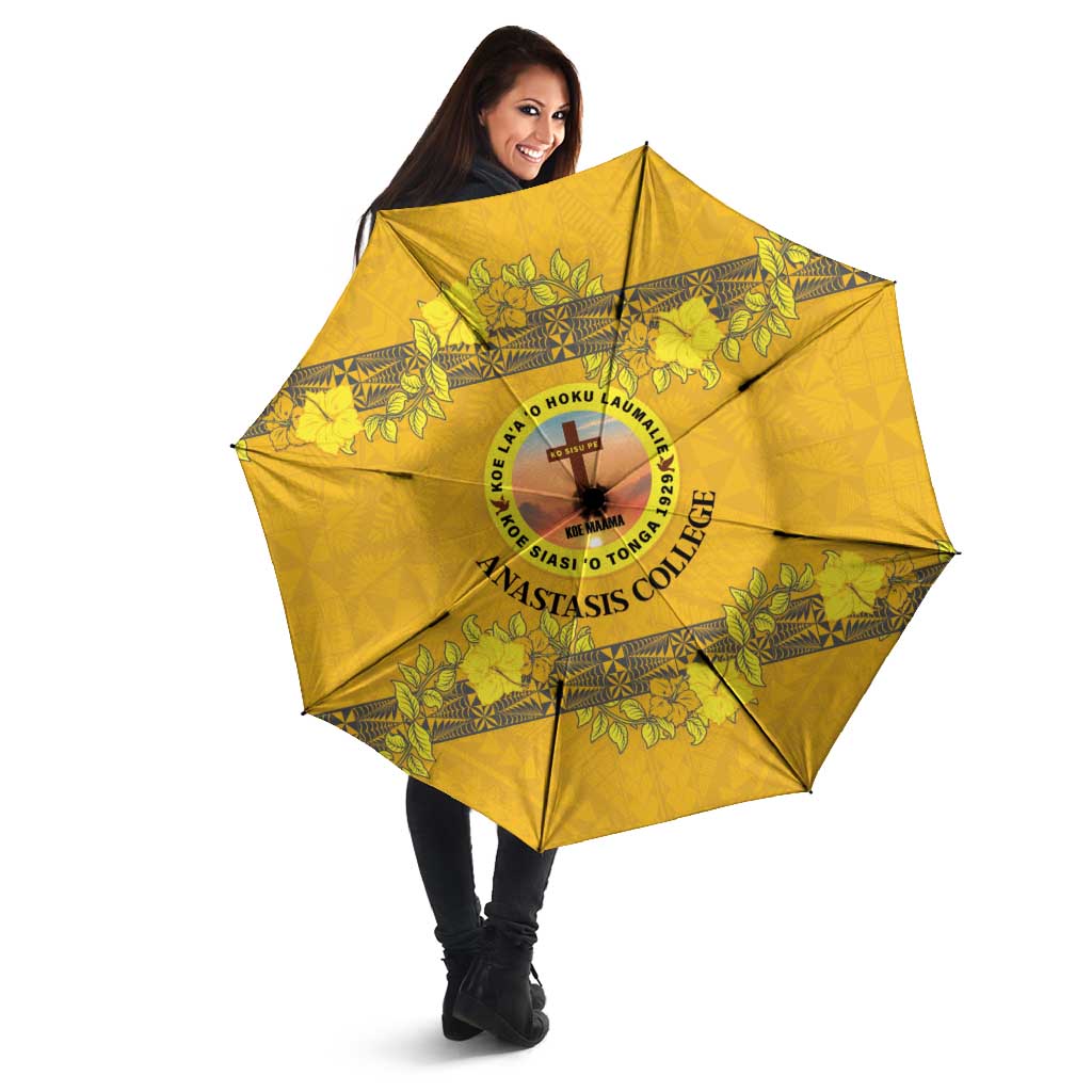 Tonga Anastasis College Umbrella Tongan Ngatu Kupesi Pattern - Polynesian Pride