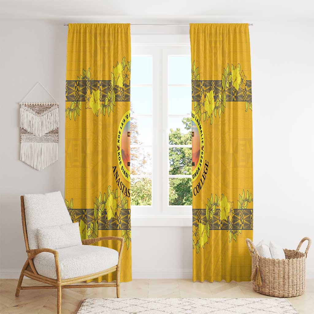 Tonga Anastasis College Window Curtain Tongan Ngatu Kupesi Pattern - Polynesian Pride