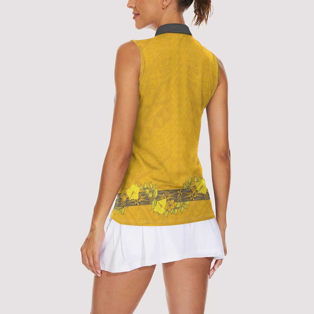 Tonga Anastasis College Women Sleeveless Polo Shirt Tongan Ngatu Kupesi Pattern - Polynesian Pride